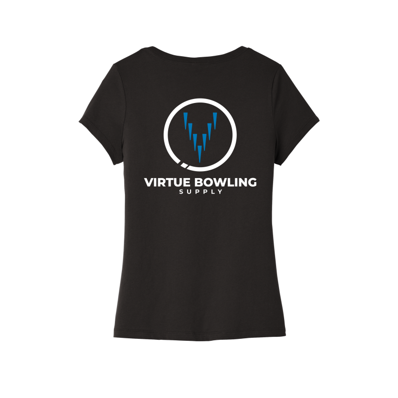 Ladies V Neck - Small Logo - Black/Blue