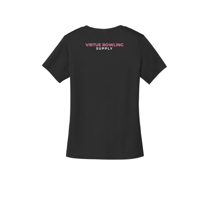 Ladies V Neck - Large Logo - Black/Pink