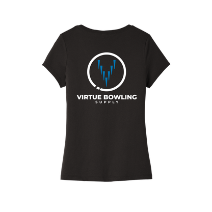 Ladies V Neck - Small Logo - Black/Blue