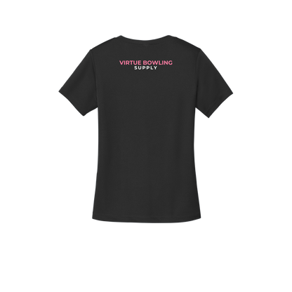 Ladies V Neck - Large Logo - Black/Pink