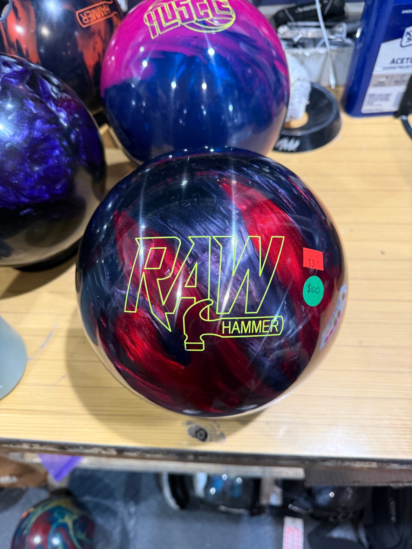 Used Raw Hammer Red/Smoke/Black Pearl 13lb #085N