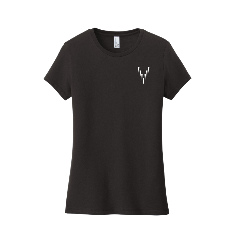 Ladies V Neck - Small Logo - Black/White