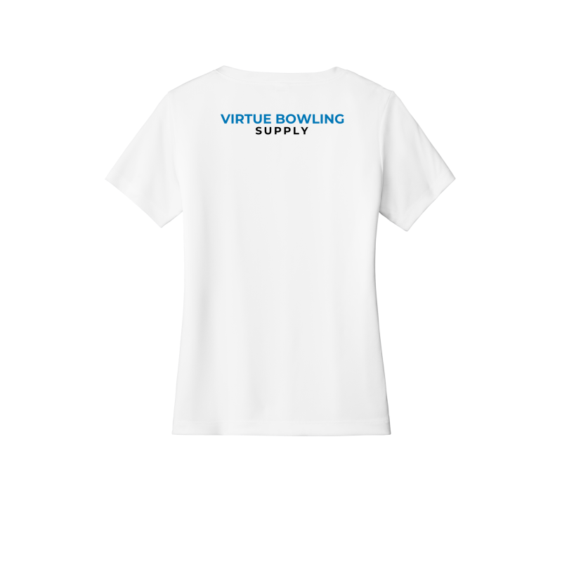 Ladies V Neck - Small Logo - White/Black