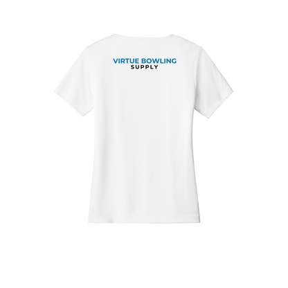 Ladies V Neck - Small Logo - White/Black