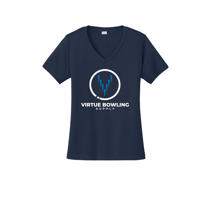 Ladies V Neck - Large Logo - True Navy