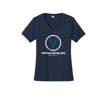 Ladies V Neck - Large Logo - True Navy