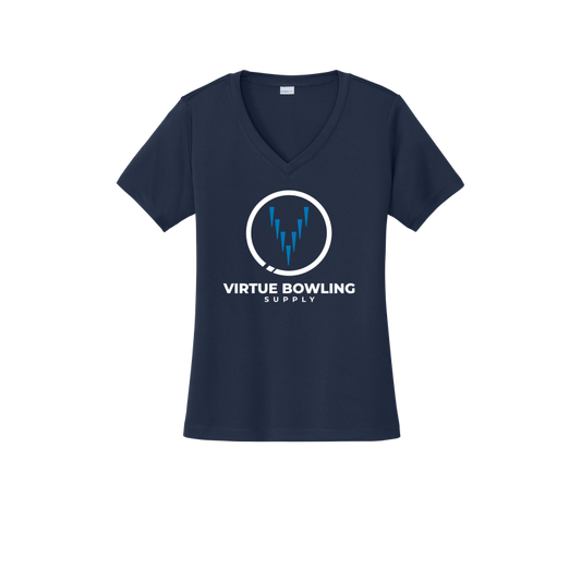 Ladies V Neck - Large Logo - True Navy